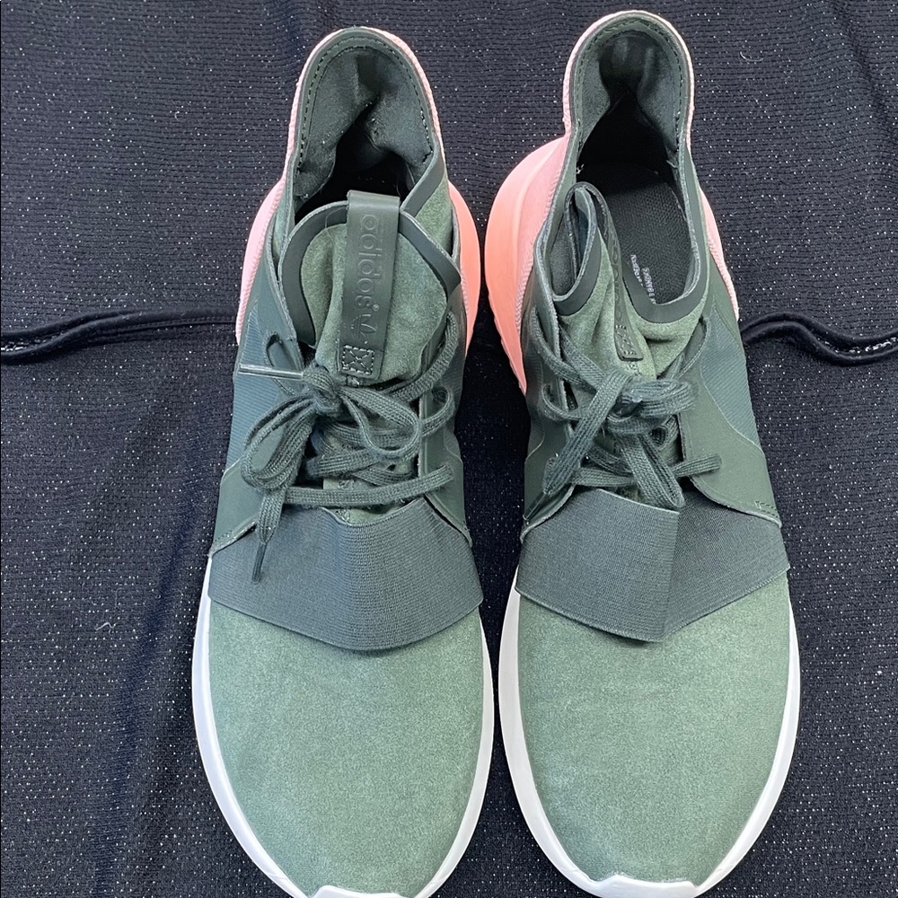 adidas Green Sneakers with Pink Heel Accent